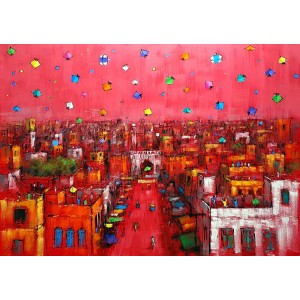 Zahid Saleem, 36 x 48 Inch, Acrylic on Canvas, Cityscape Painting, AC-ZS-165